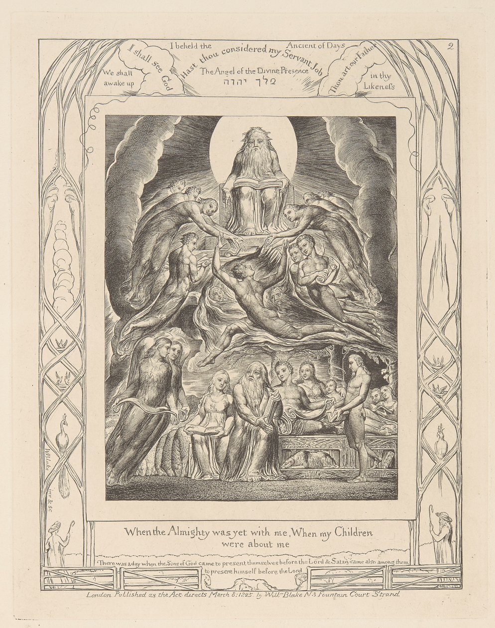 Eyüp Kitabı, Levha 2, Tanrı'nın Tahtı'nın Önündeki Şeytan by William Blake
