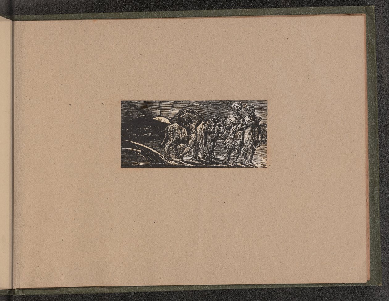 Saban ve Öküzle Sevinçle Dönen Çocuk by William Blake