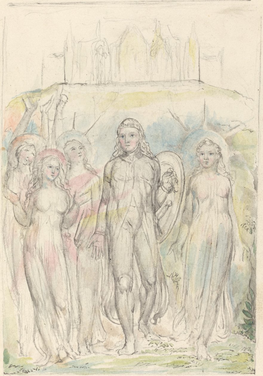 İnanç Kalkanlı Hristiyan, Ashabından Veda Ediyor by William Blake