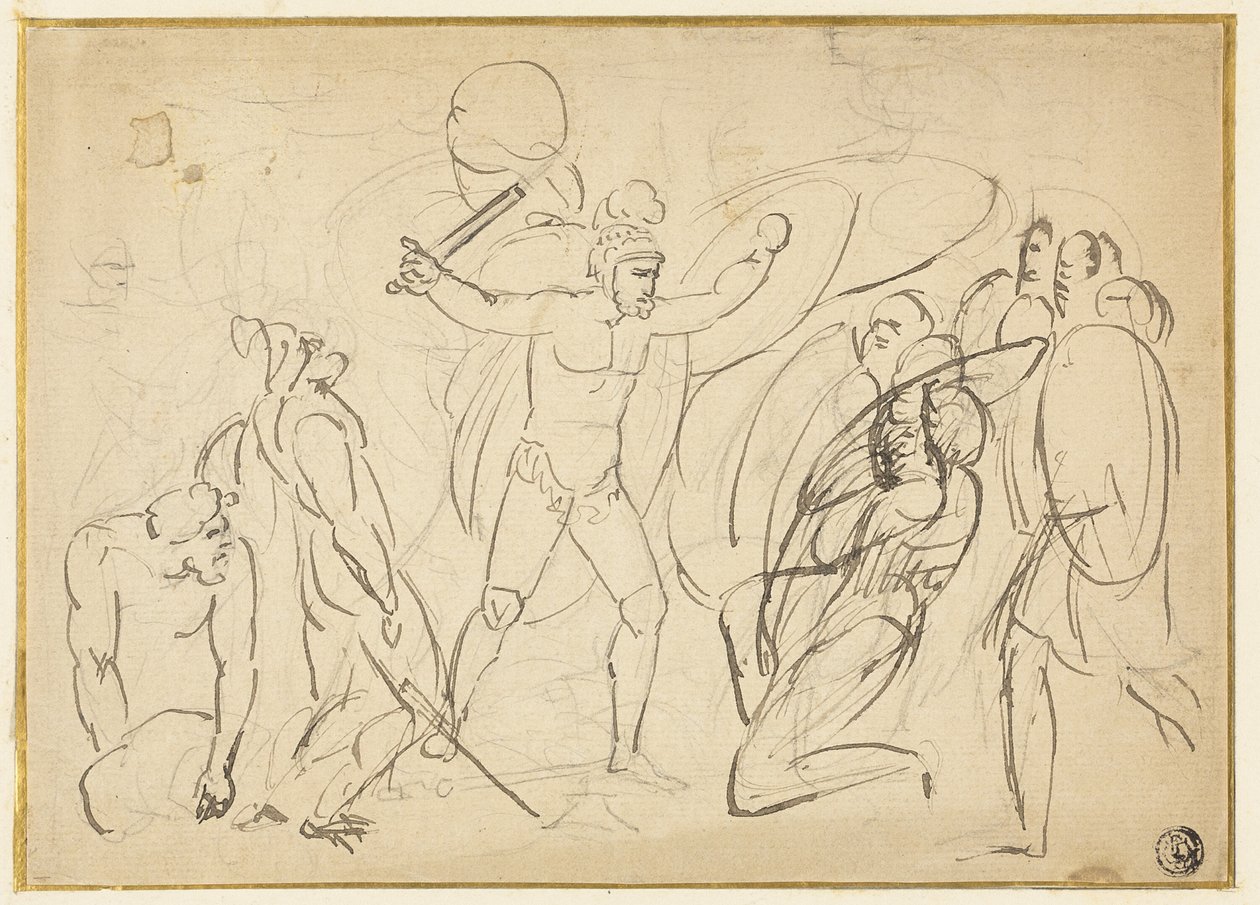 Klasik Dövüş (rekto); Erkek Çıplak Kroki (verso) by William Blake
