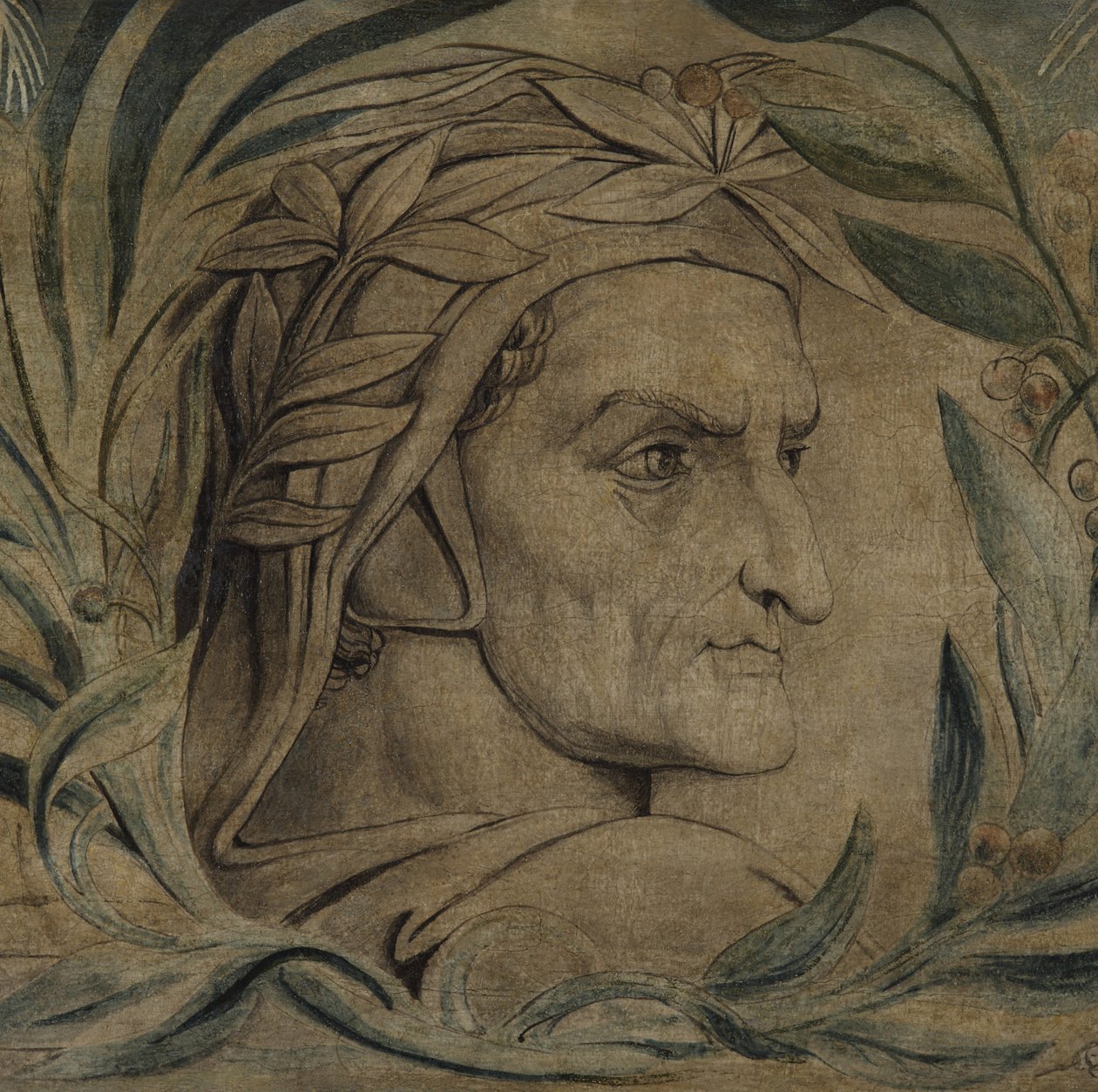 Dante Alighieri, c.1800-03 (tuval üzerine tempera ile kalem ve mürekkep) by William Blake