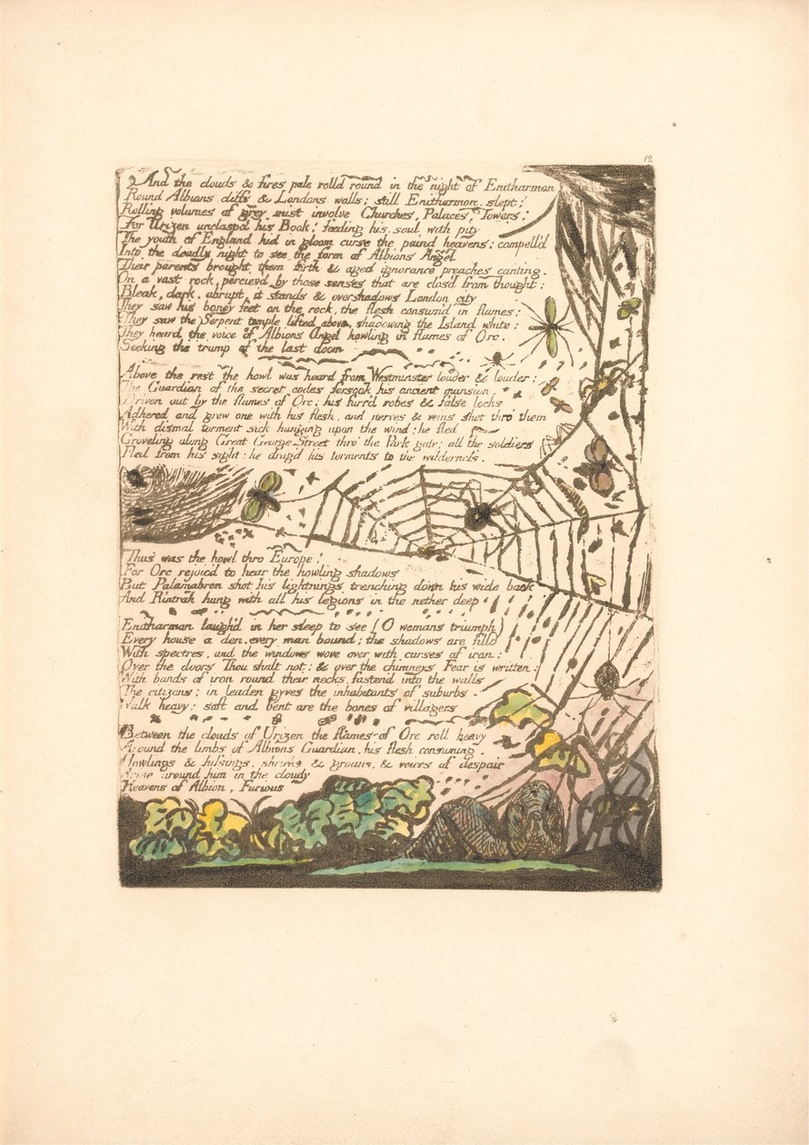 Avrupa. Bir Kehanet, Levha 14, Ve bulutlar ve ateşler. . . . (Bentley 15) by William Blake