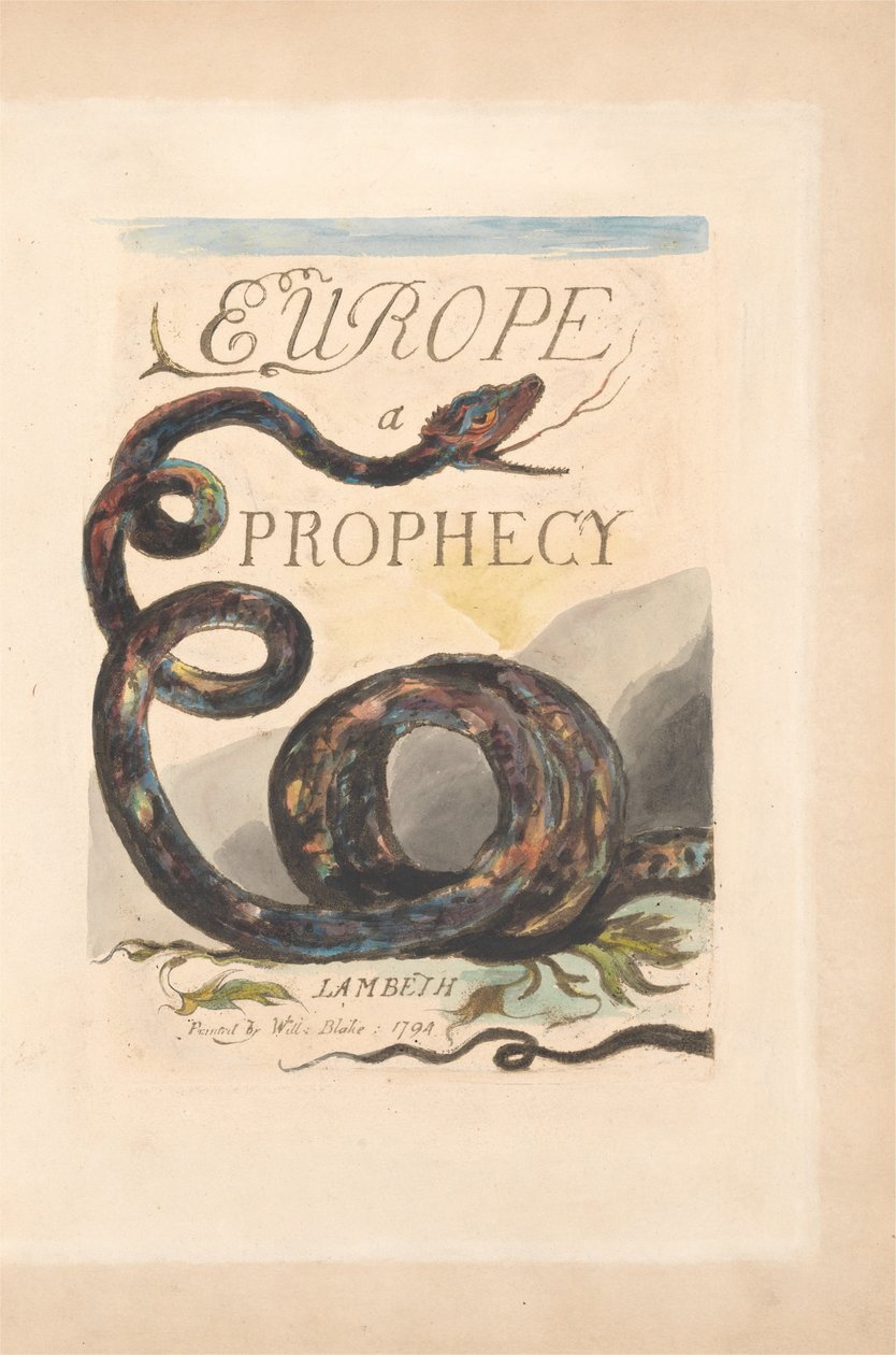 Avrupa. Bir Kehanet, Levha 2, Başlık Sayfası by William Blake