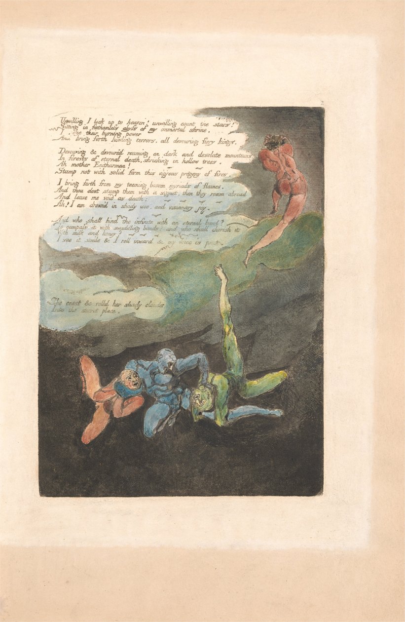 Avrupa. Bir Kehanet, Levha 4, İsteksizce yukarıya bakıyorum. . . . (Bentley 5) by William Blake