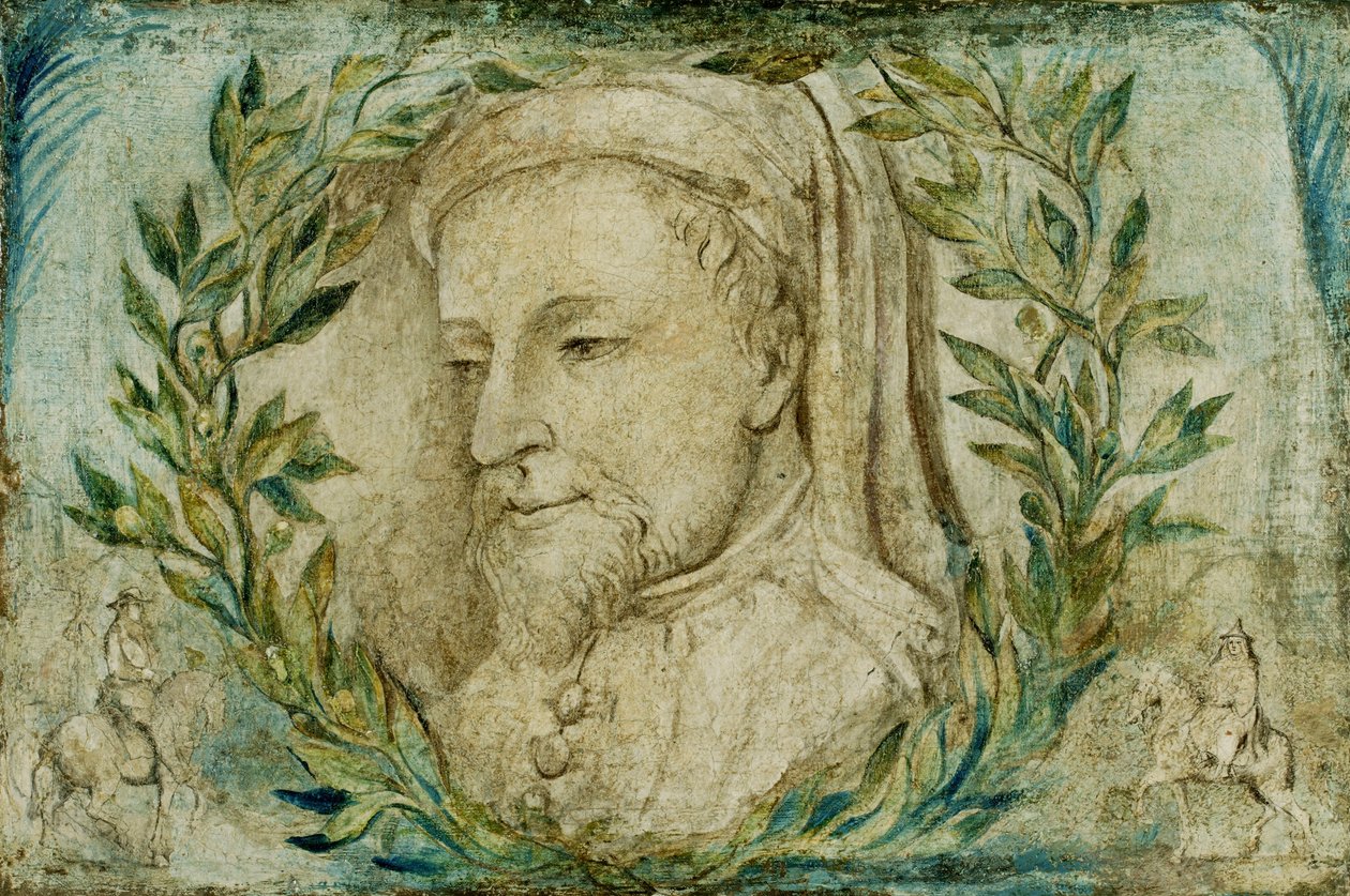 Geoffrey Chaucer, yaklaşık 1800 (tuval üzerine temper) by William Blake