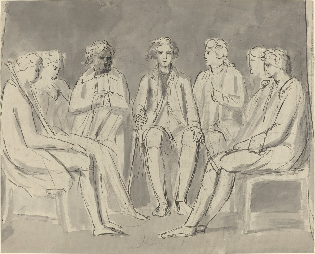 Bir Dairede Oturan Erkekler Grubu [rekto] by William Blake