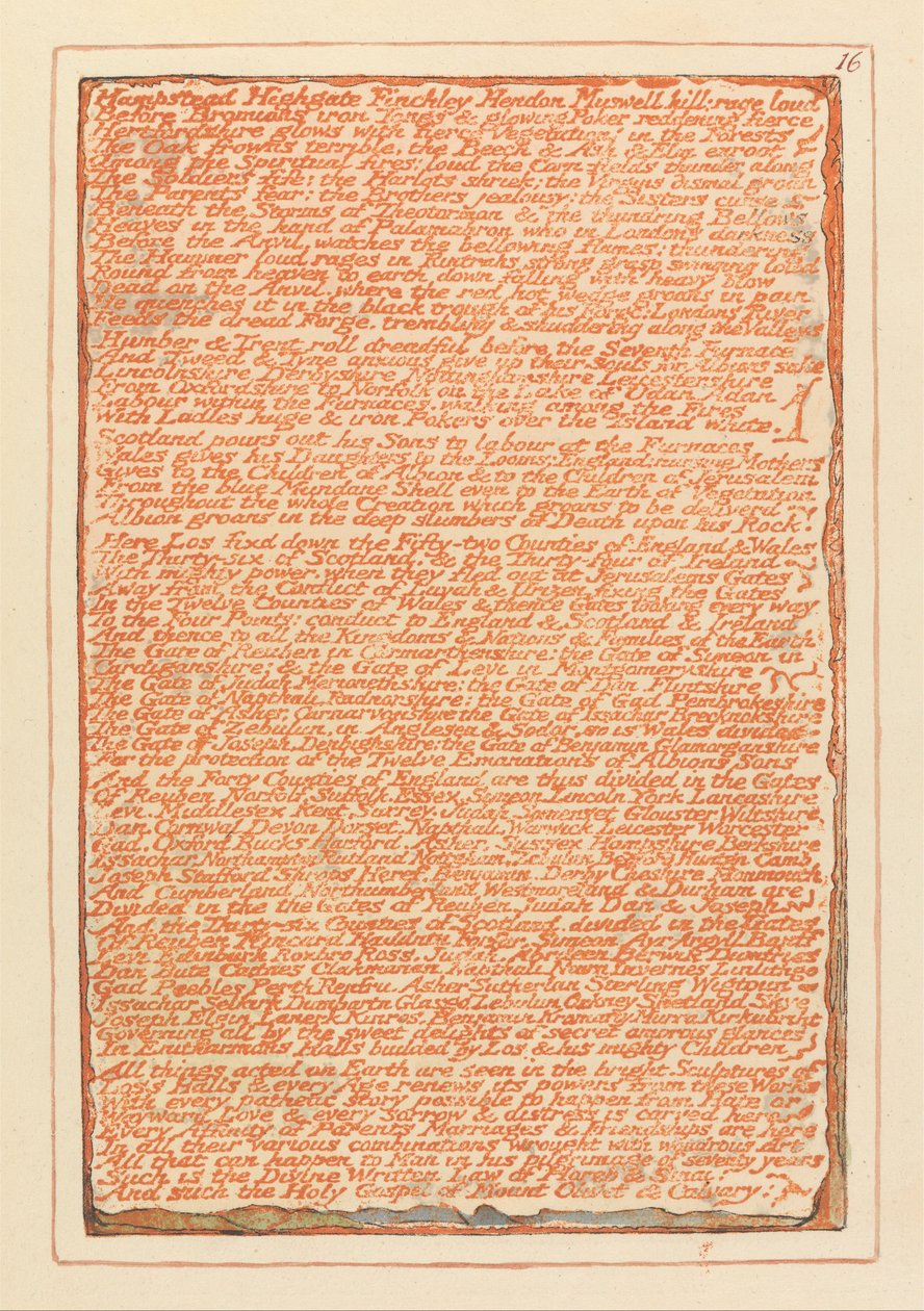 Kudüs, Plaka 16, Hampstead Highgate Finchley.... by William Blake