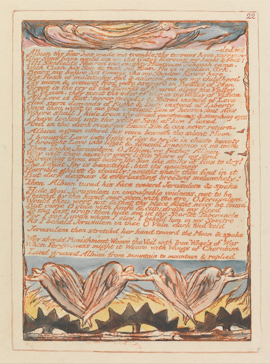 Kudüs, Levha 22, Albion Korkun beni titretti... by William Blake