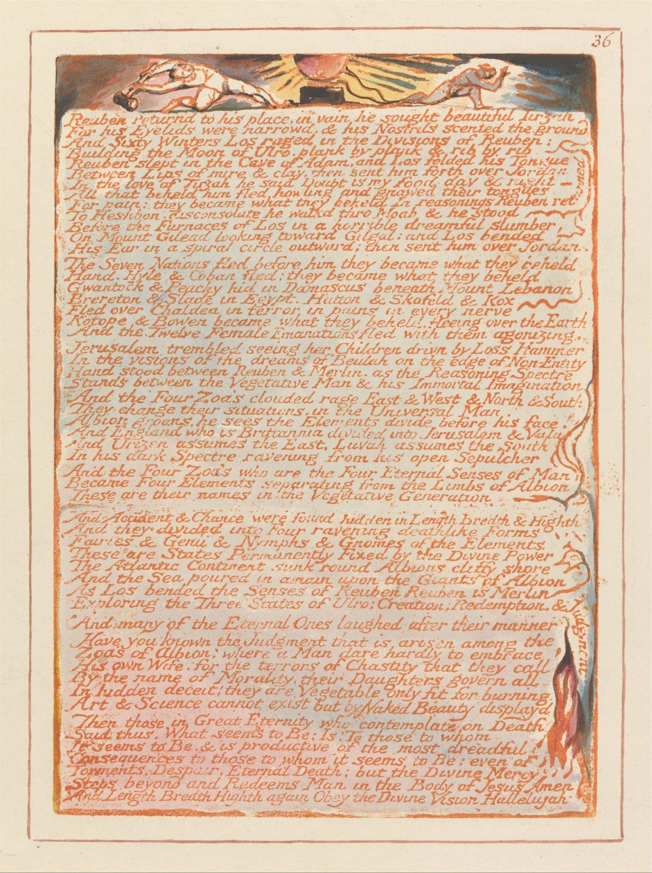 Kudüs, Levha 36, Reuben yerine dönüyor.... by William Blake