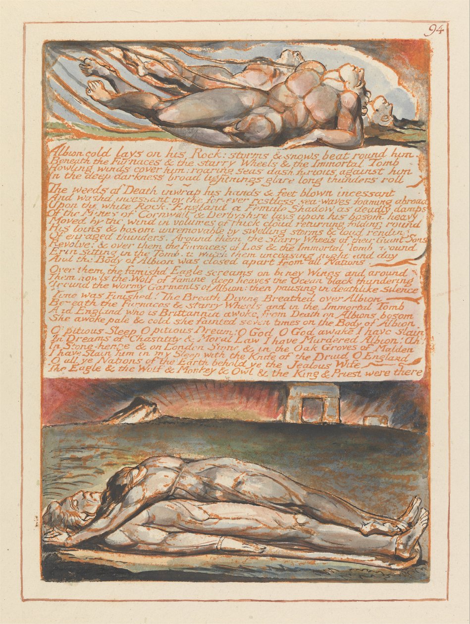 Kudüs, Levha 94, Albion soğuğu Kayasının üzerinde yatıyor.... by William Blake