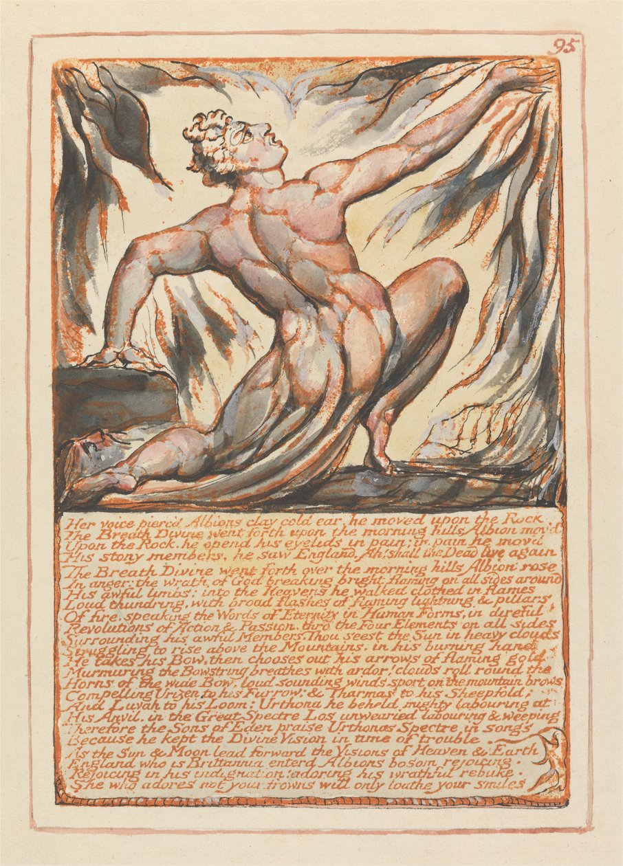 Kudüs, Plaka 95, Sesi Albions kil soğuk kulağını deldi.... by William Blake