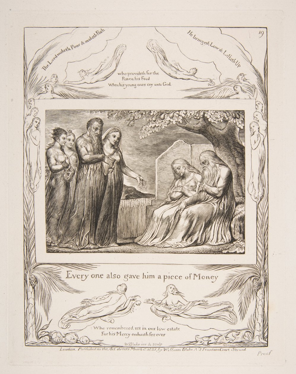 Eyüp Kitabı, 1825-26 çizimlerinden Hayırseverliği kabul eden iş. by William Blake