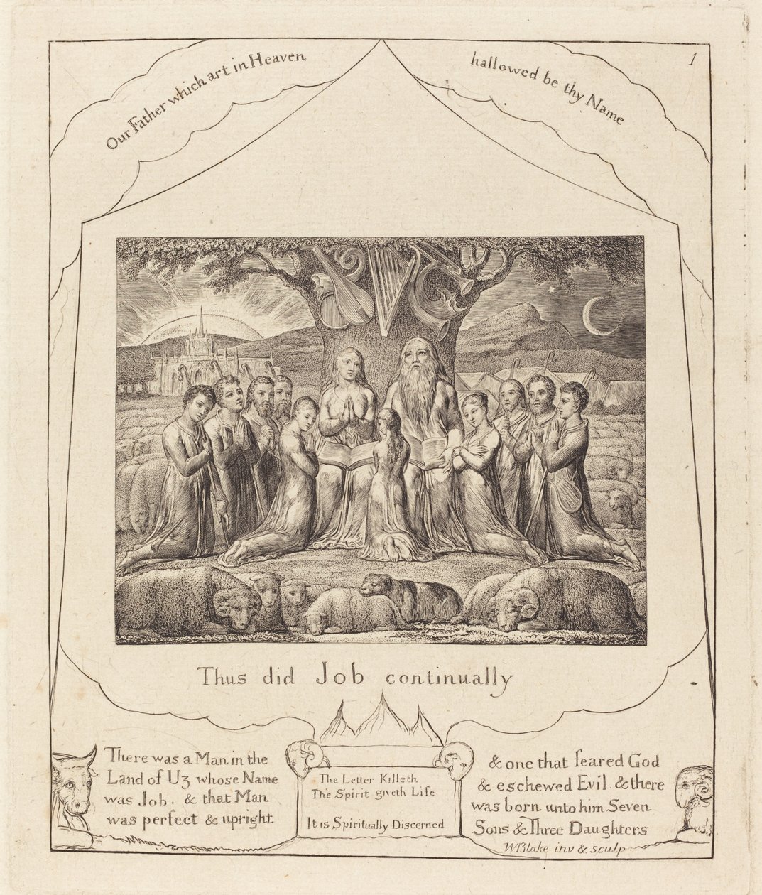 İş ve Ailesi, 1825. by William Blake