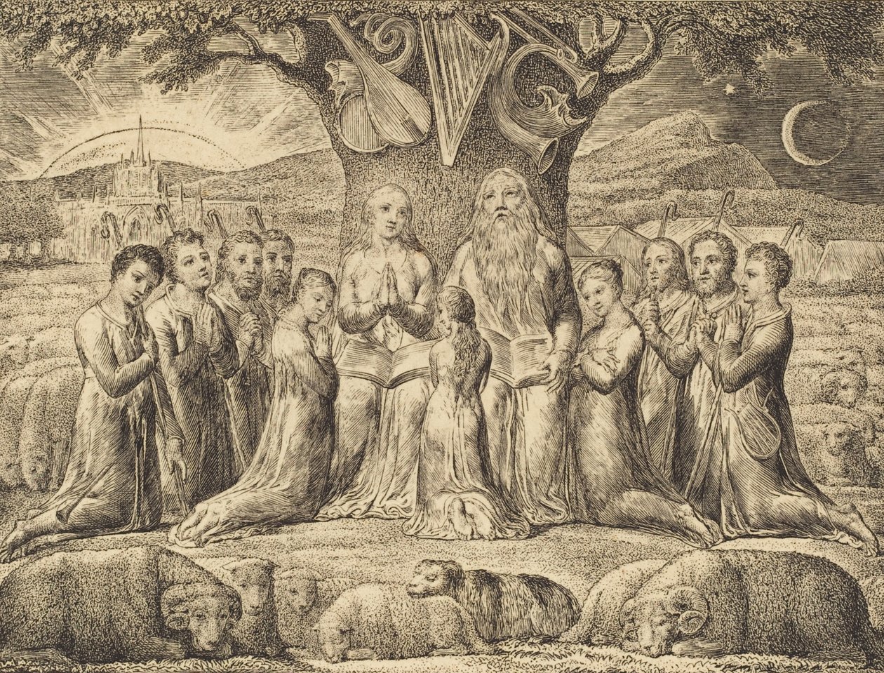 İş ve Ailesi, 1825. by William Blake