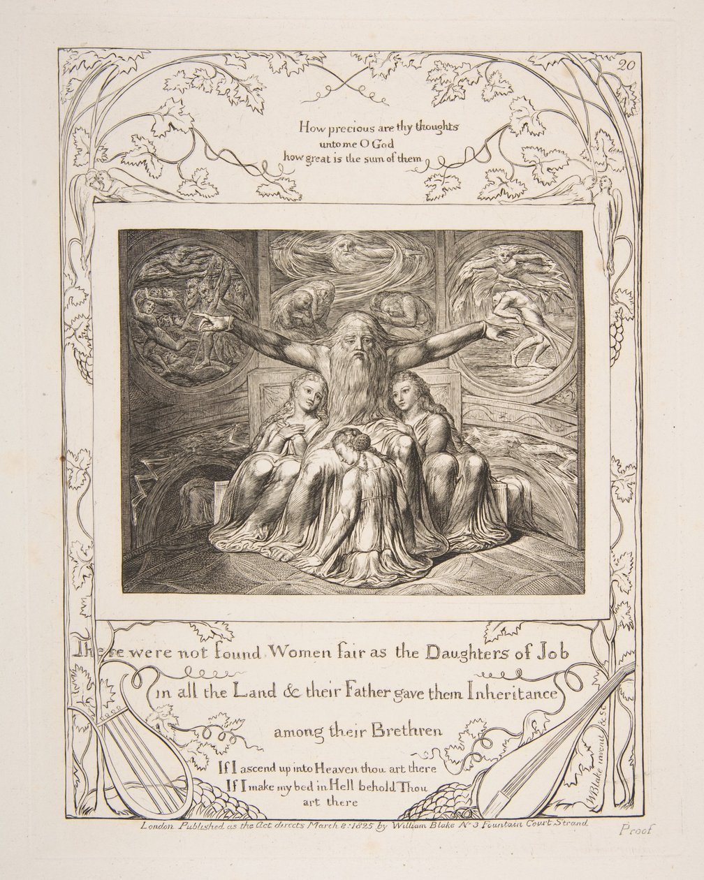 Eyüp ve Kızları, 1825-26 Eyüp Kitabının Resimlerinden. by William Blake