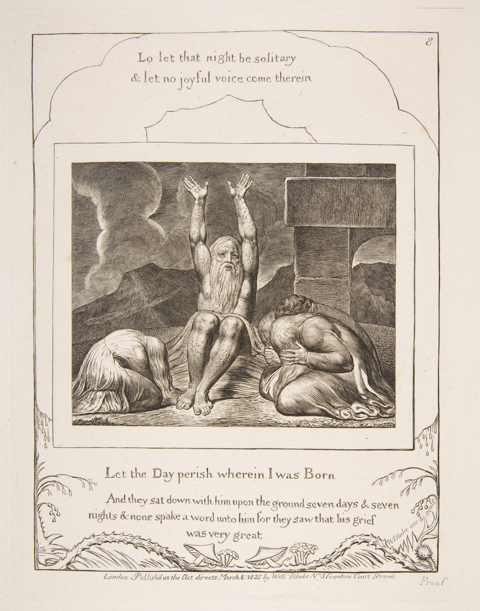 Jobs Despair, 1825-26 Eyüp Kitabının Çizimlerinden. by William Blake