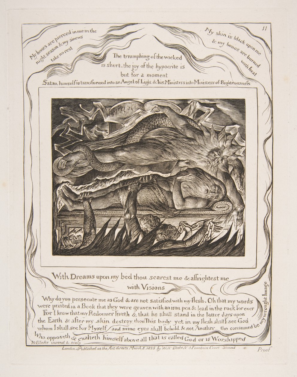 Jobs Evil Dreams, Eyüp Kitabının Çizimlerinden, 1825-26. by William Blake