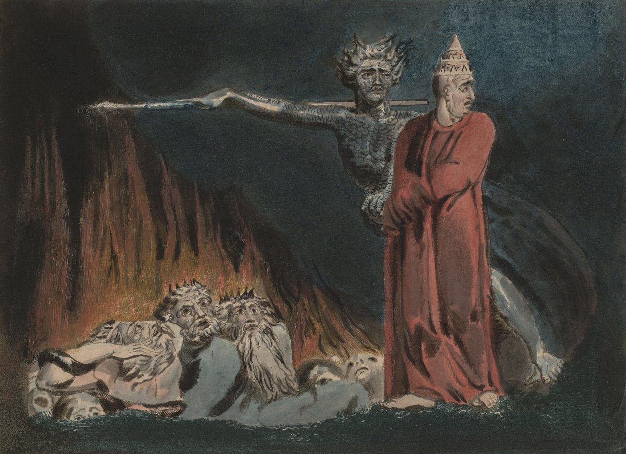 Lucifer ve Cehennemde Papa, c.1794-96 by William Blake