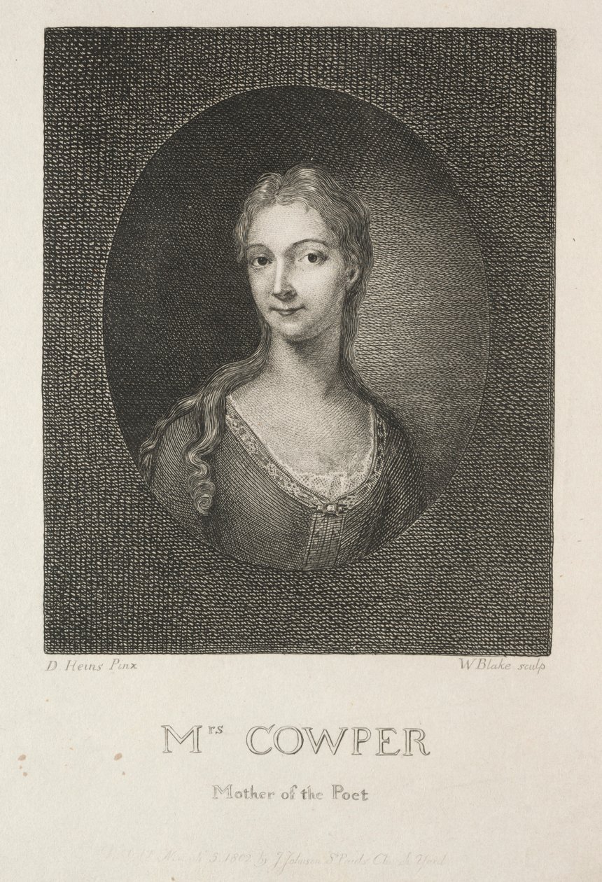 Bayan Cowper, Şairin Annesi, 1802. by William Blake