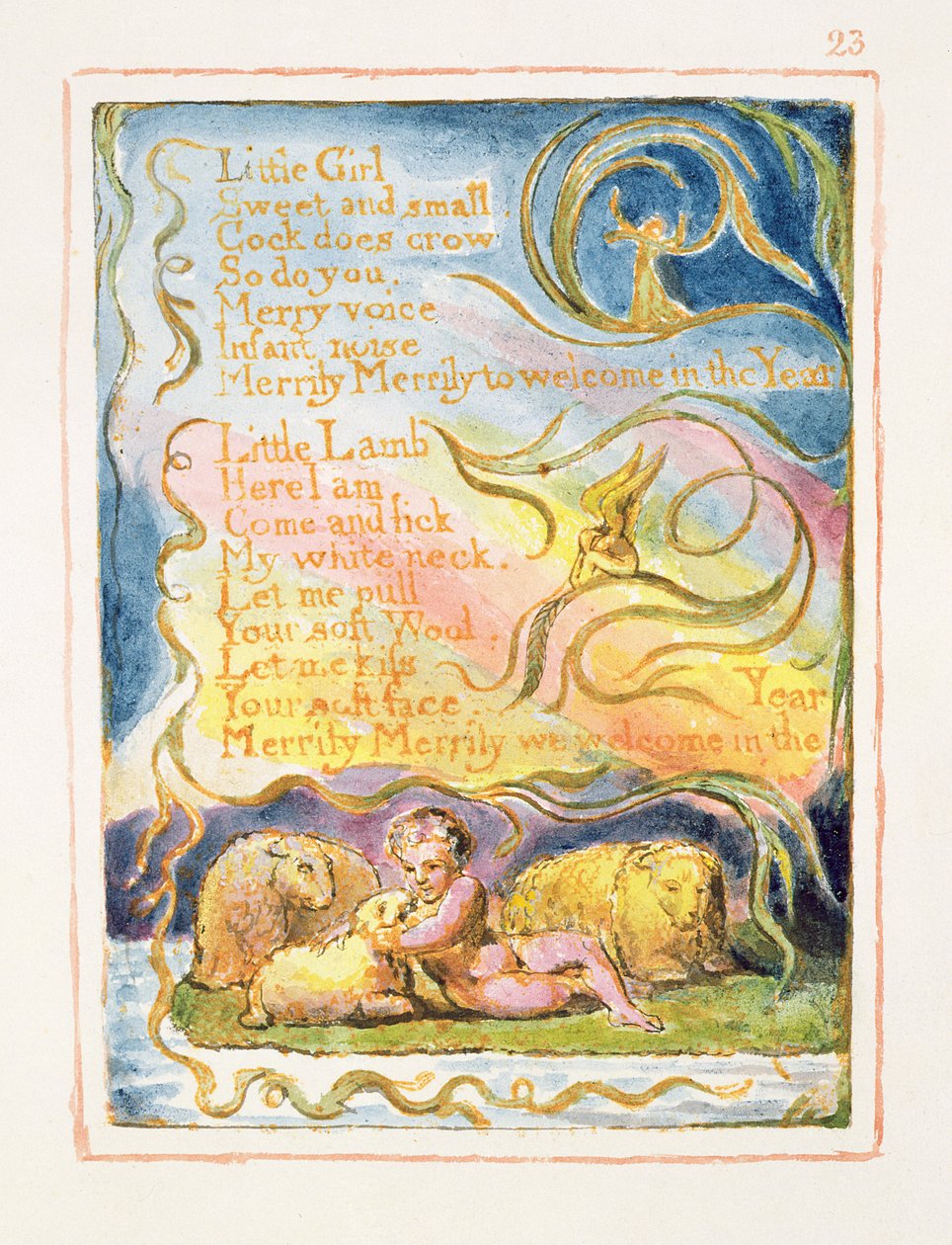 S.125-1950.pt23 İlkbahar (devamı): Songs of Innocence and of Experience'dan 23 numaralı plaka (kopya AA) c.1815-26 (gravür, mürekkep ve wc) by William Blake