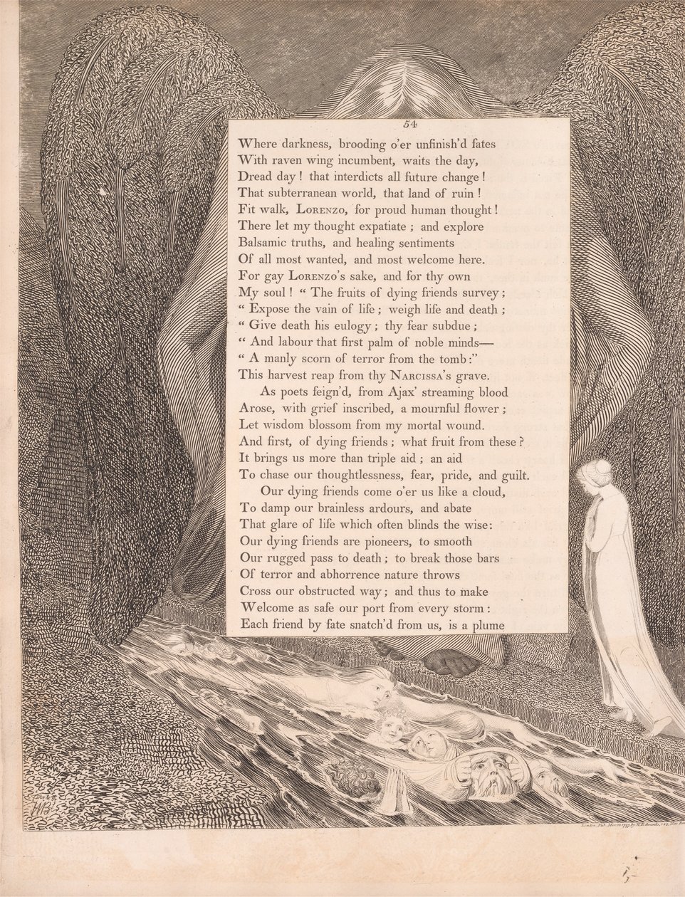 Levha 27 (sayfa 54): 'Ölüm vadisi! o sessiz kimmer vadisi' by William Blake