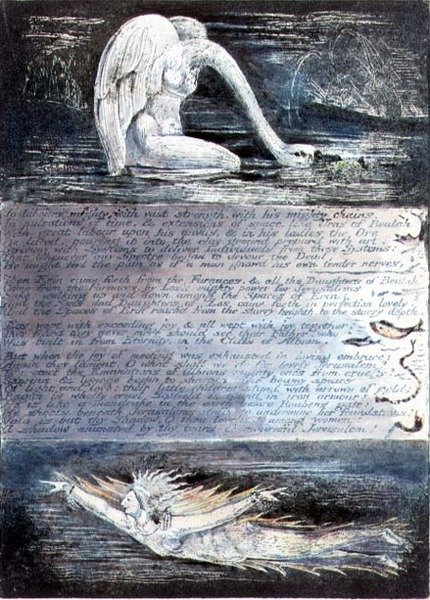 Plaka II, Kudüs, c.1804-20. Kuğu benzeri ve balık benzeri yaratıklarla temsil edilen Albion