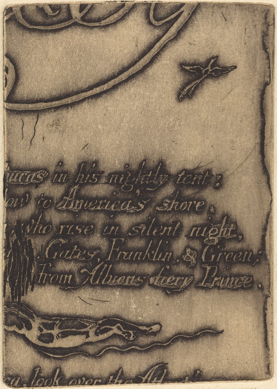 "Bir Kehanet" için iptal edilen plakanın parçasından yeniden vuruş by William Blake