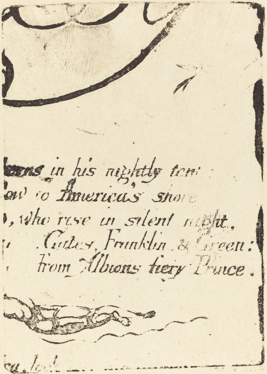 "Bir Kehanet" için iptal edilen plakanın parçasından yeniden vuruş by William Blake