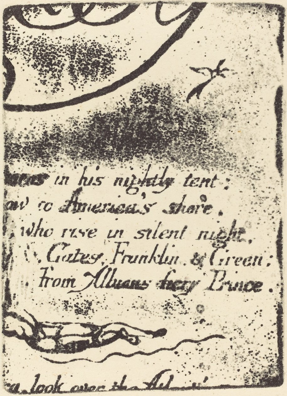 "Bir Kehanet" için iptal edilen plakanın parçasından yeniden vuruş by William Blake