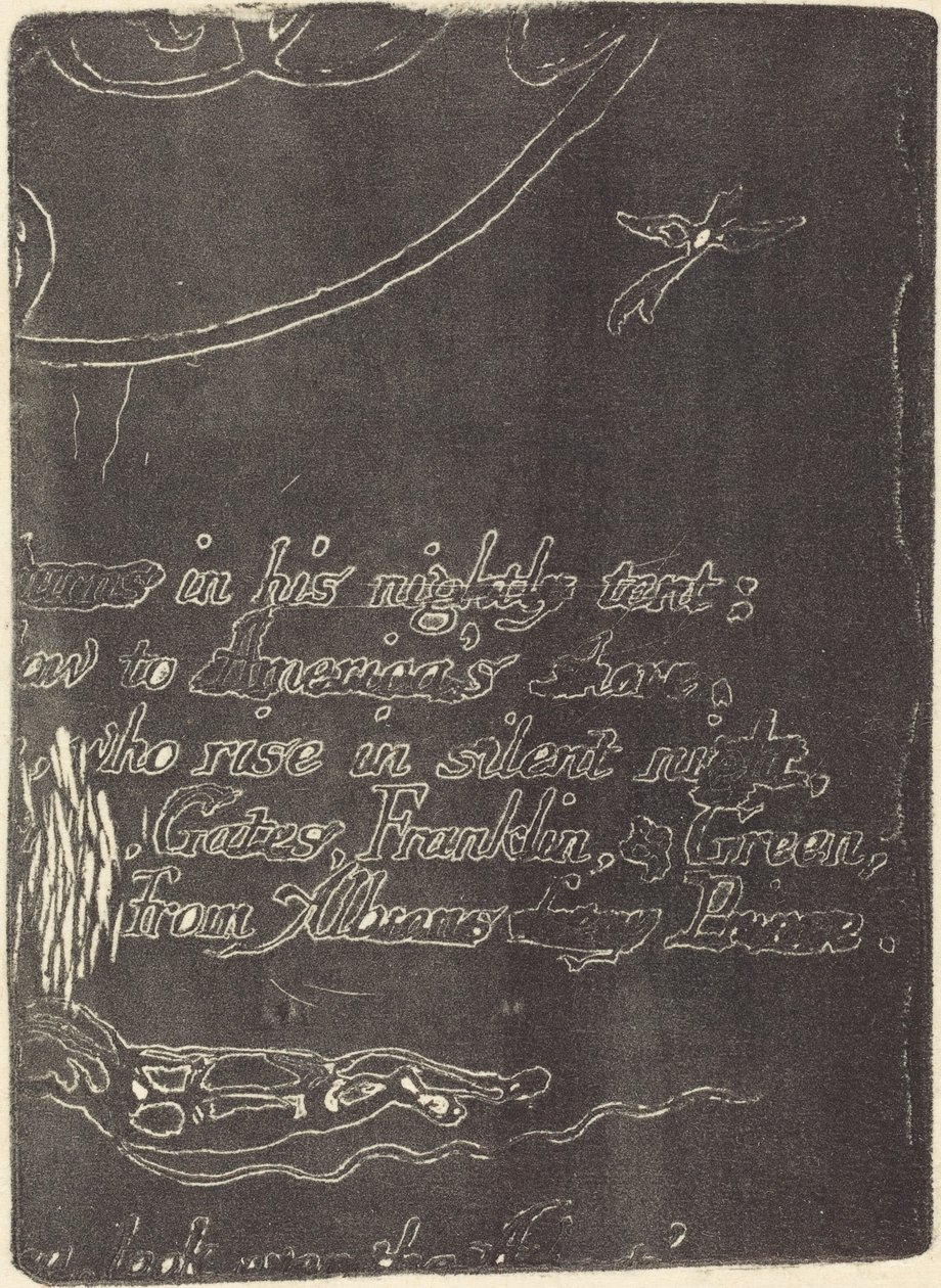 A Prophecy, 1793 için iptal edilen plakanın parçasından yeniden vuruş. by William Blake