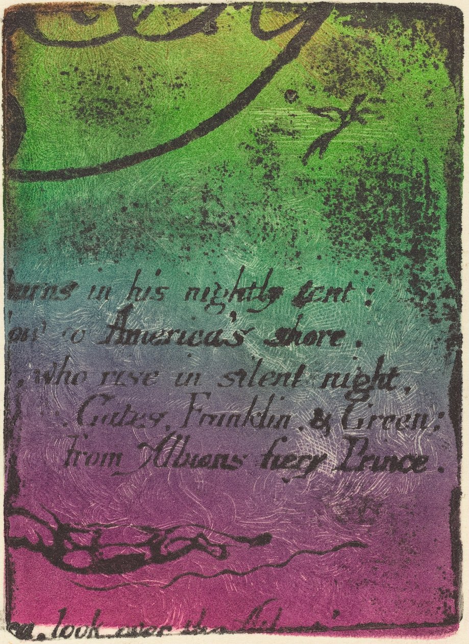 A Prophecy, 1793 için iptal edilen plakanın parçasından yeniden vuruş. by William Blake