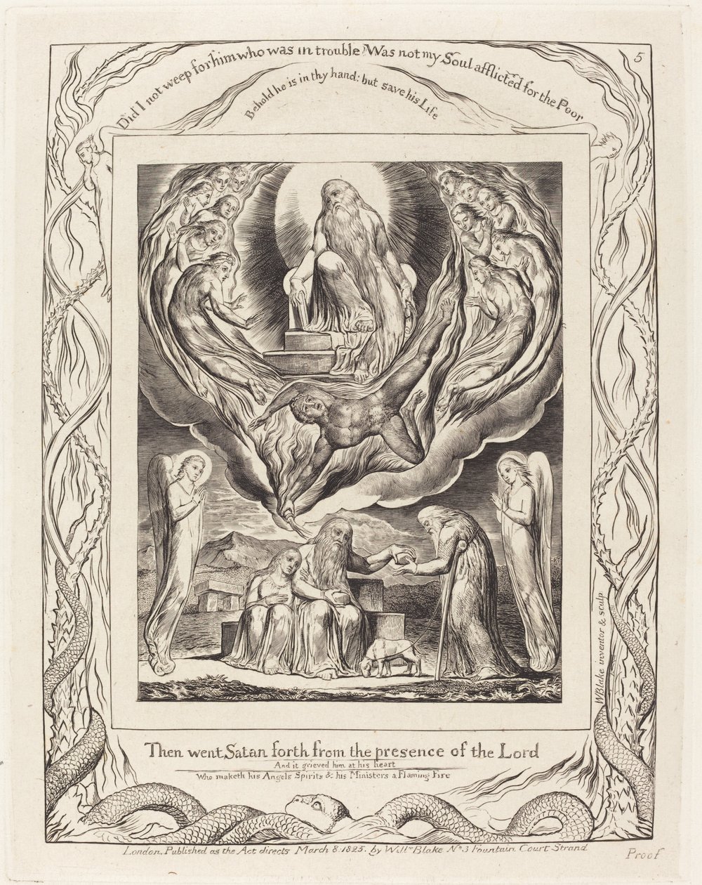 Rabbin Varlığından Uzaklaşan Şeytan, 1825. by William Blake