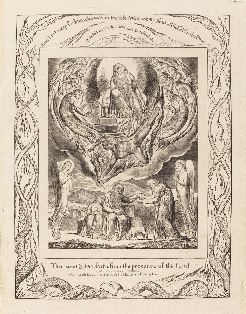 Rabbin Varlığından Uzaklaşan Şeytan, 1825. by William Blake