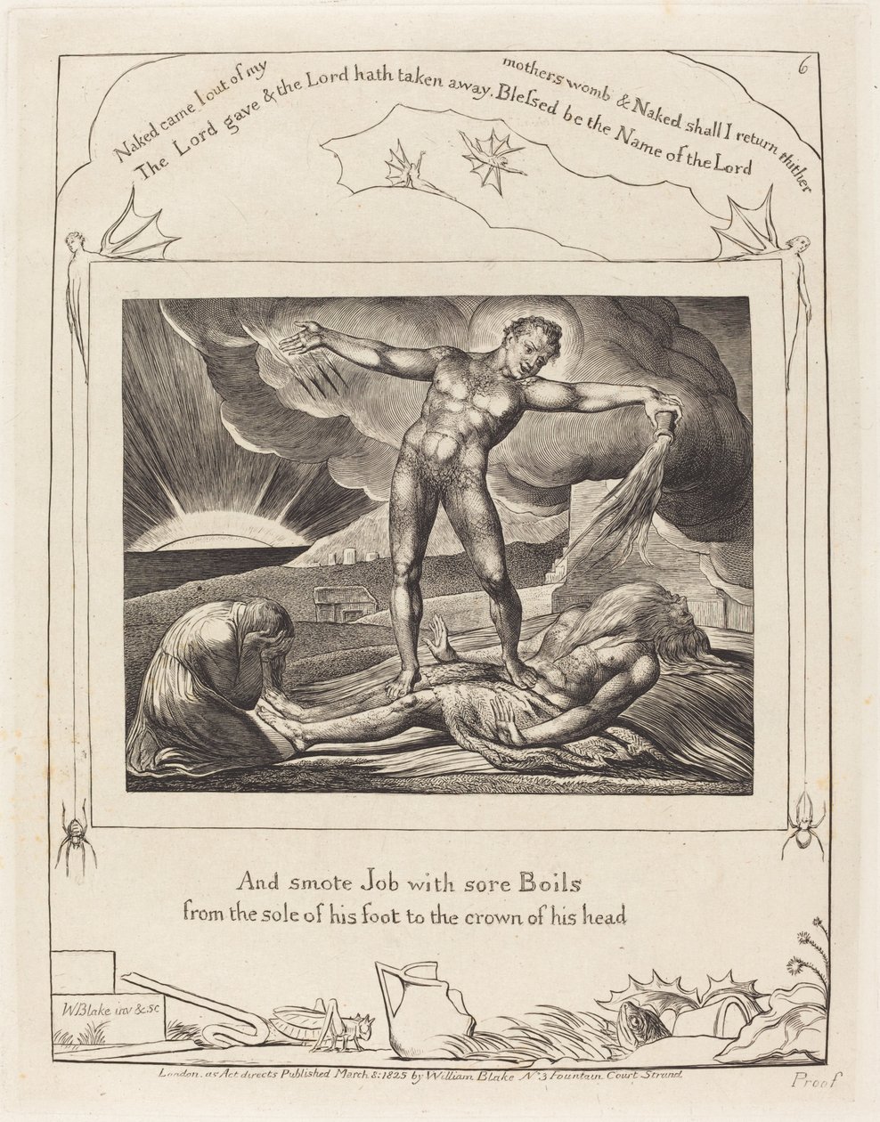 Çıban ile Şeytan Vuran İş by William Blake