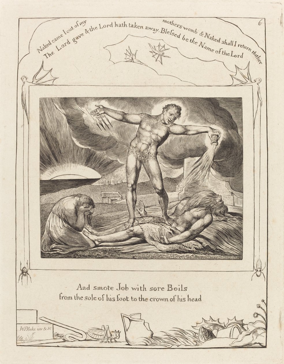 Çıban ile Şeytan Vuran İş by William Blake