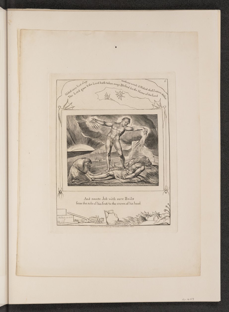 Çıbanlarla Şeytan Cezalandıran İş, 1825. by William Blake