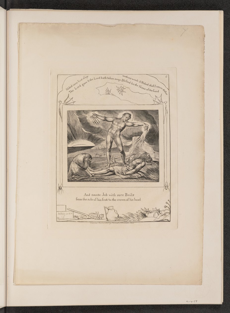 Çıbanlarla Şeytan Cezalandıran İş, 1825. by William Blake