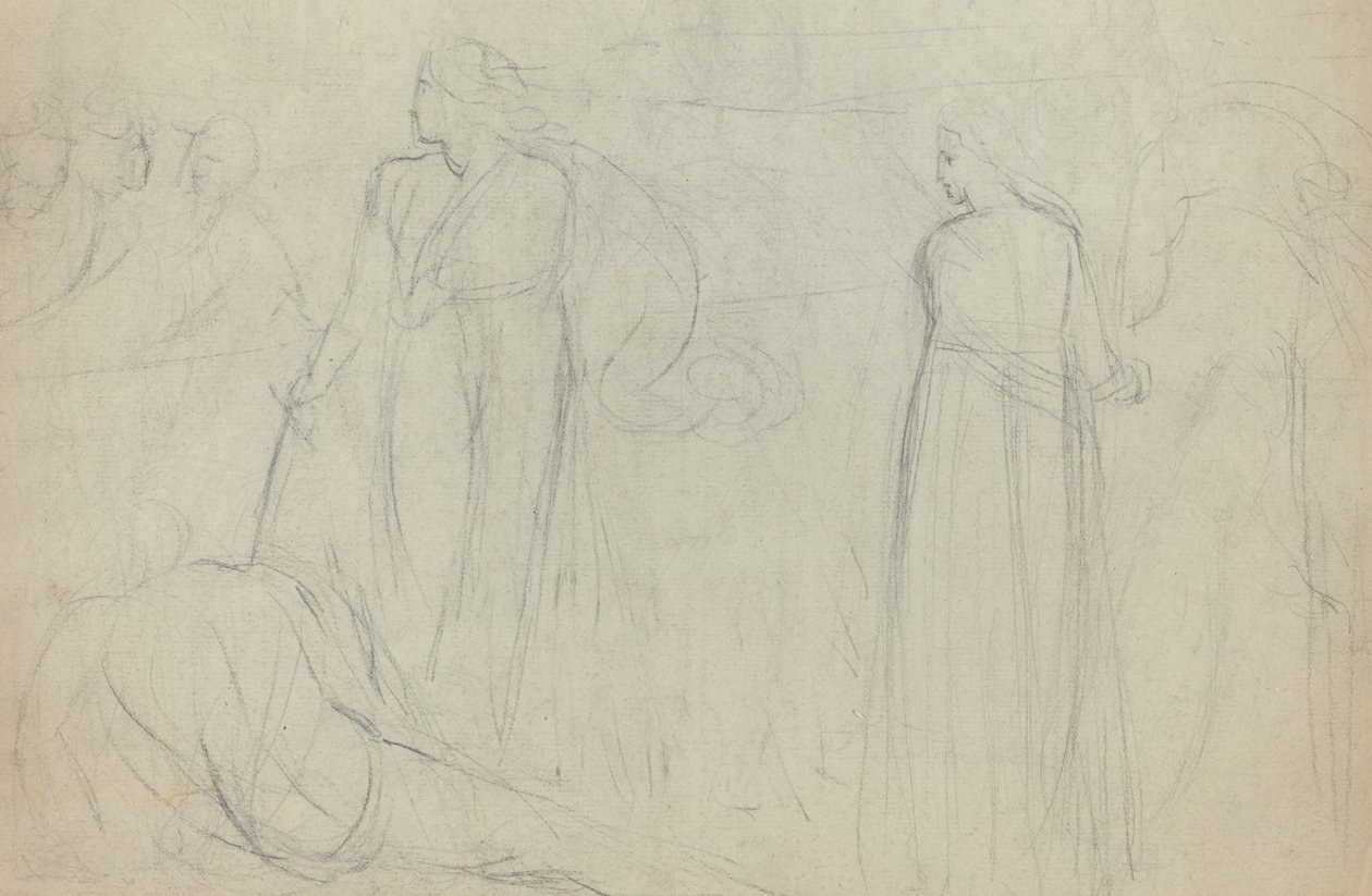 Mağlup Edilen Rakibinin Üzerinde Duran Bir Kılıç Ustası Çizimi [verso] by William Blake