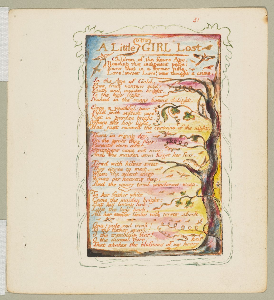 Masumiyet ve Tecrübe Şarkıları: Kayıp Bir Küçük Kız, yak. 1825. by William Blake