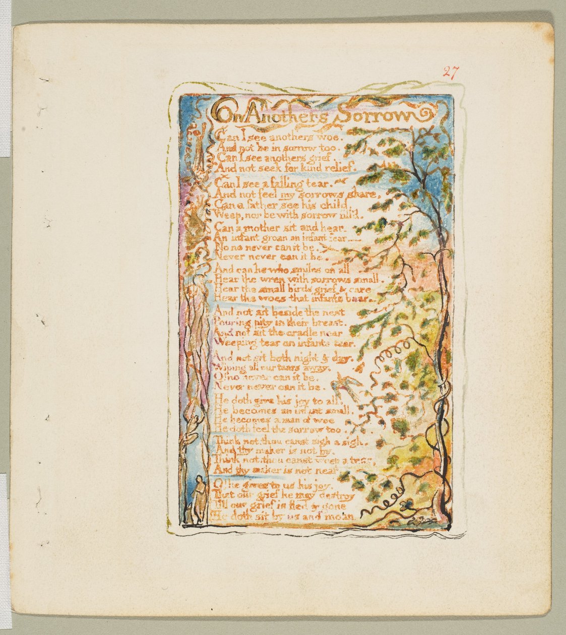 Masumiyet ve Tecrübe Şarkıları: Başkalarının Üzüntüsü Üzerine, yak. 1825. by William Blake