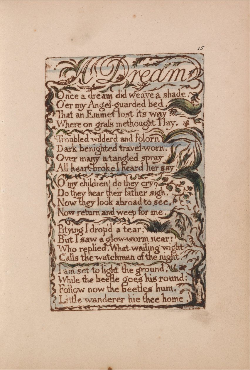 Masumiyet ve Deneyim Şarkıları, Plaka 15, Bir Rüya (Bentley 26) by William Blake
