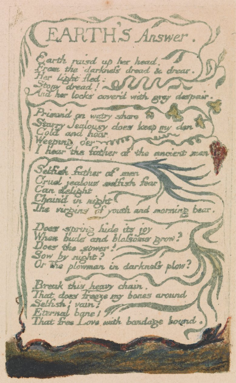 Masumiyet ve Deneyim Şarkıları, Levha 35, "Dünyanın Cevabı" (Bentley 31) by William Blake