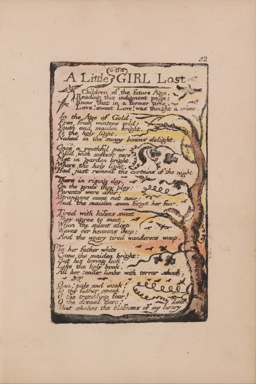 Masumiyet ve Tecrübe Şarkıları, Plaka 52, Kayıp Bir Küçük Kız (Bentley 51) by William Blake