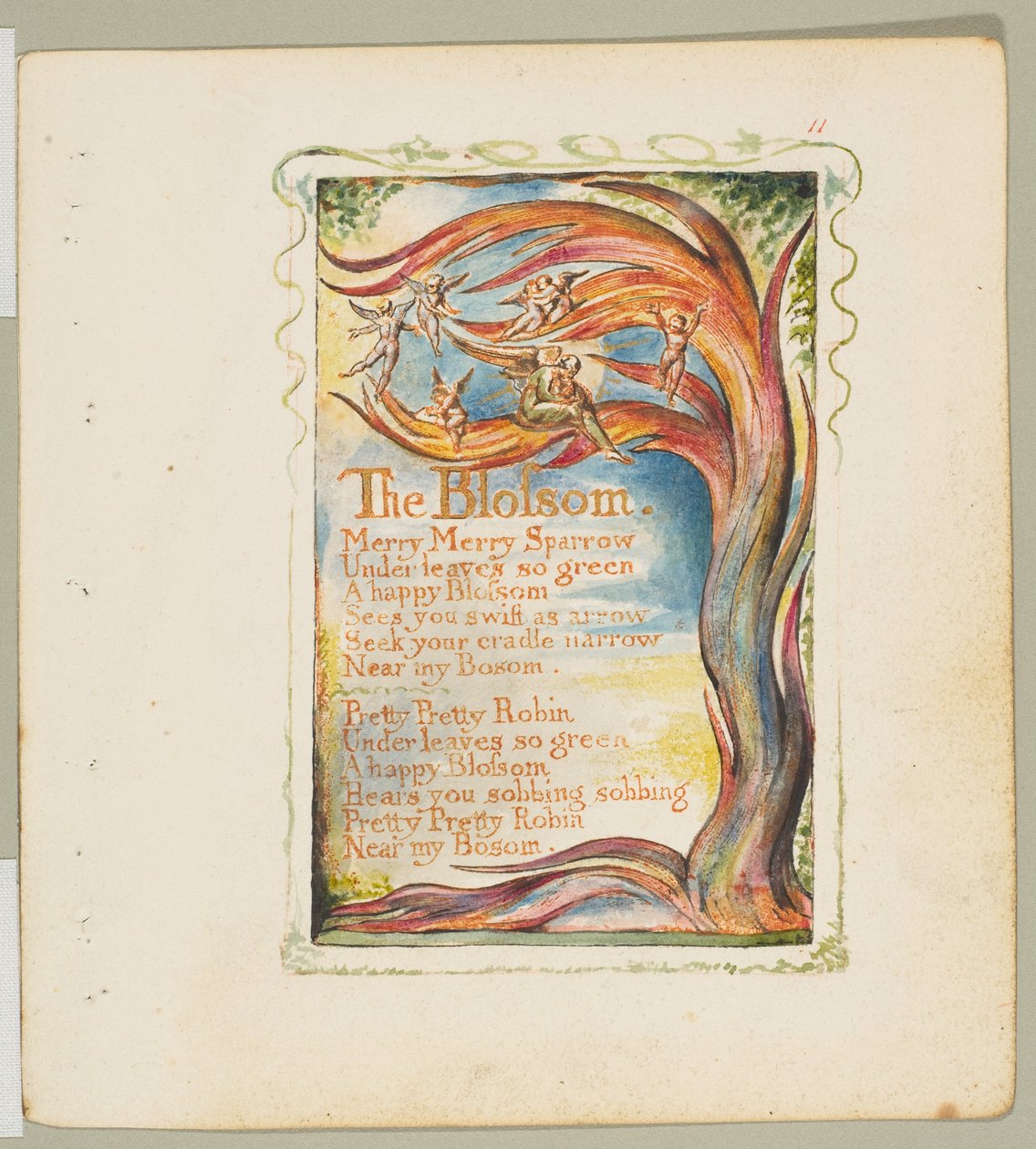 Masumiyet ve Tecrübe Şarkıları: The Blossom: Merry Merry Sparrow, ca. 1825. by William Blake