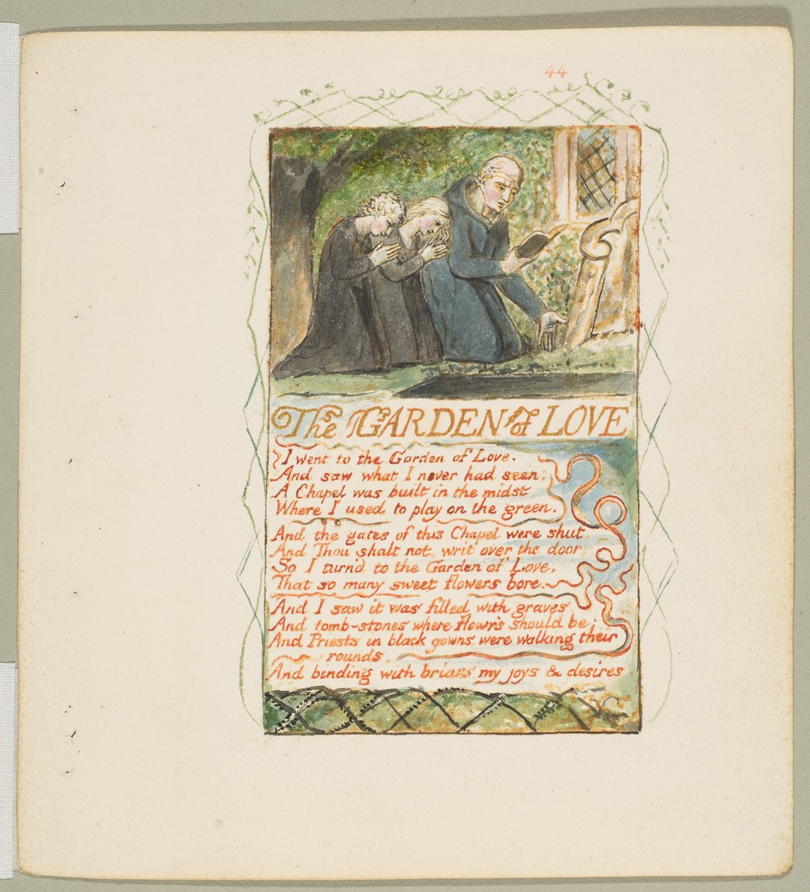Masumiyet ve Deneyim Şarkıları: Aşk Bahçesi, yak. 1825. by William Blake