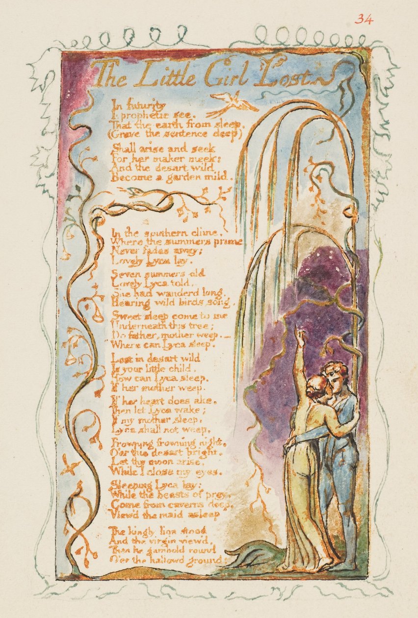 Masumiyet ve Tecrübe Şarkıları: Kayıp Küçük Kız, yak. 1825. by William Blake