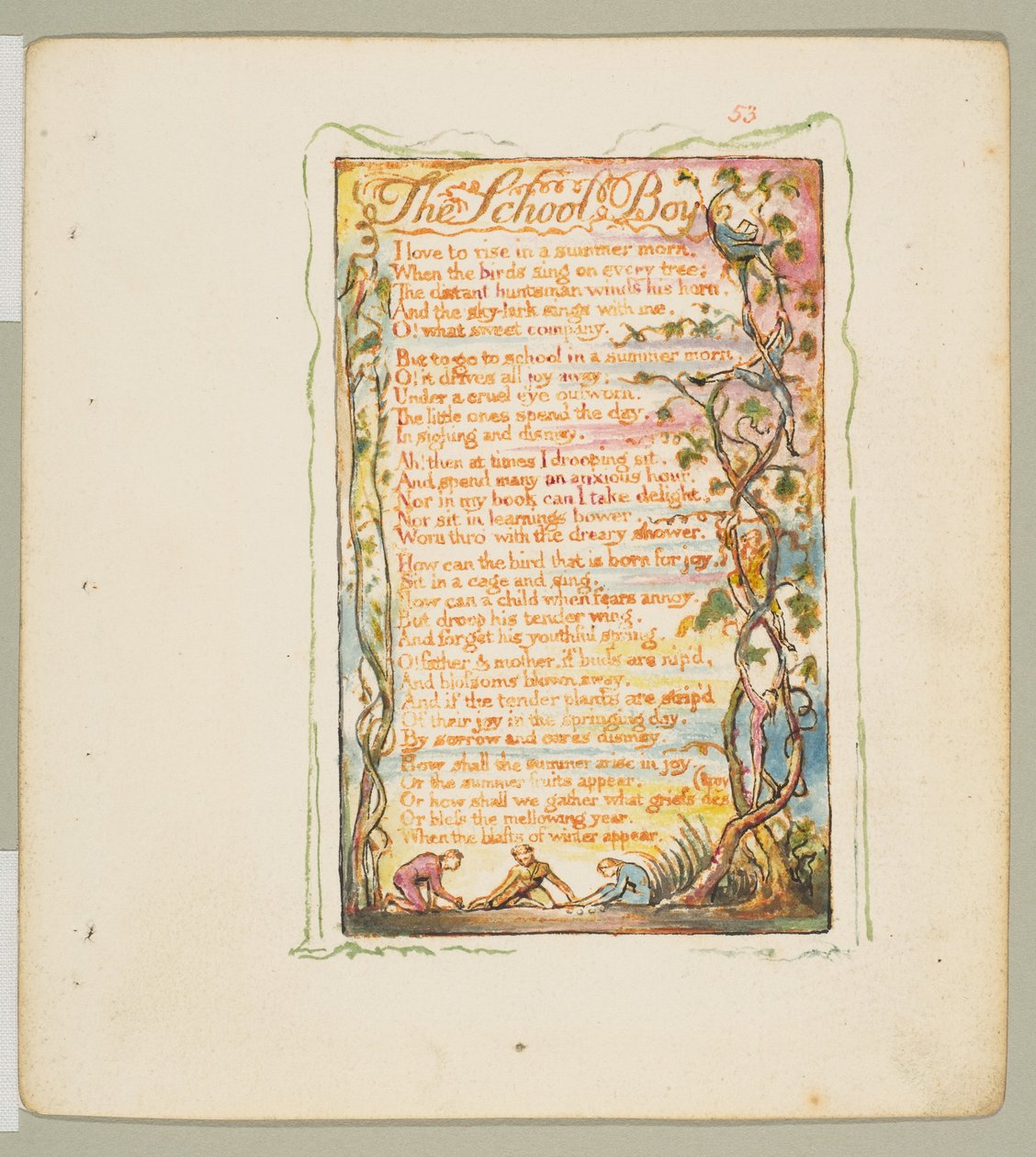 Masumiyet ve Deneyim Şarkıları: The School Boy, yak. 1825. by William Blake