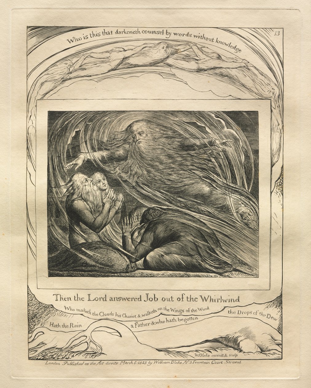 Eyüp Kitabı: Pl. 13 Sonra Rab Eyüp'ü Kasırgadan yanıtladı. by William Blake