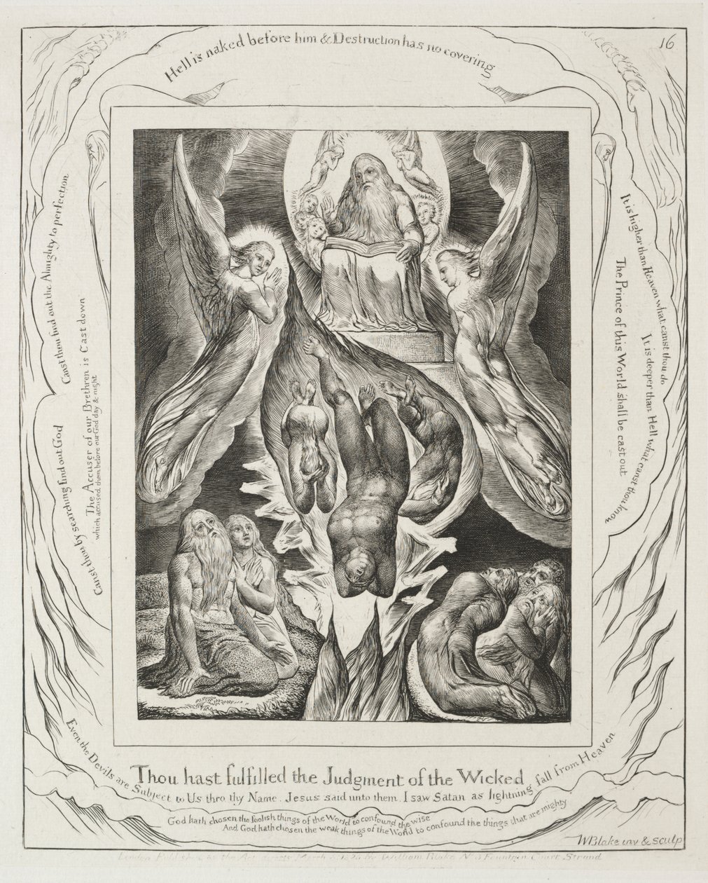 Eyüp Kitabı: Pl. 16 Kötülerin hükmünü yerine getirdin. by William Blake