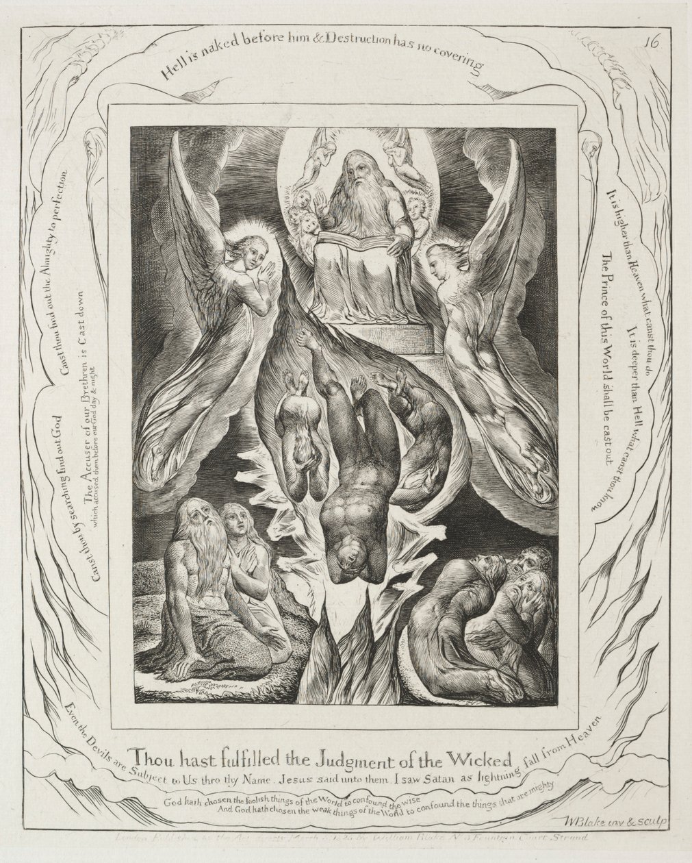 Eyüp Kitabı: Pl. 16 Kötülerin yargısını yerine getirdin, 1825. by William Blake